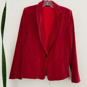 Catherine Gee Red Velvet Blazer Size Small